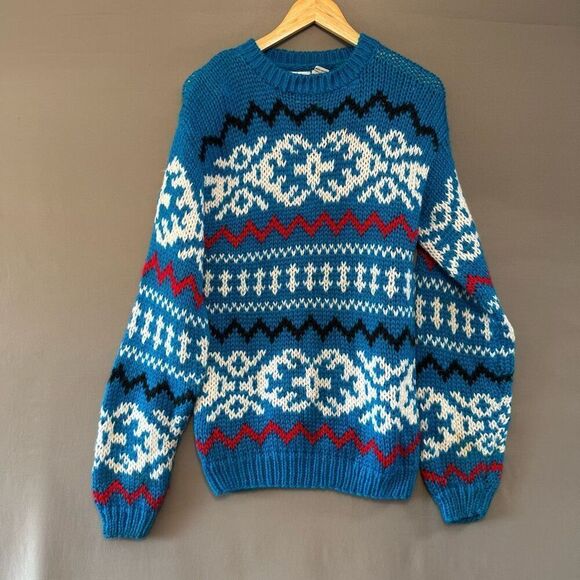 MainStreet Sport Company Size Large Blue Chunky Knit Sweater Size Large - Picture 1 of 13
